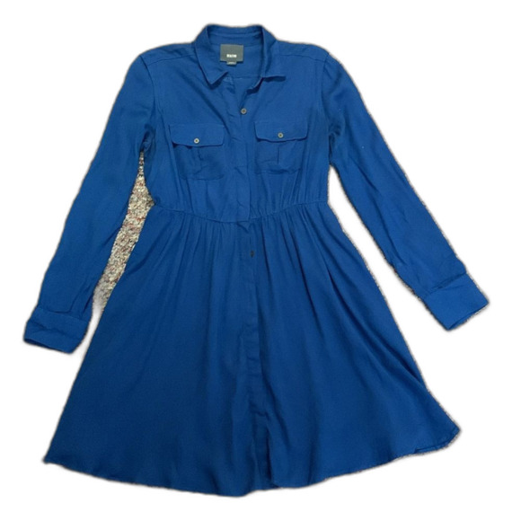 Maeve Anthropologie Dakota Medium Blue Button Front Shirt Dress Size Small - Picture 2 of 13